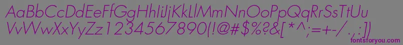 Шрифт FavoritlightcItalic – фиолетовые шрифты на сером фоне