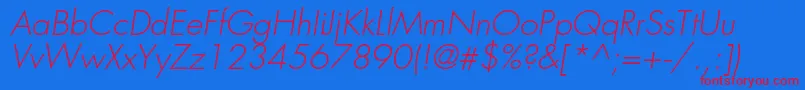 FavoritlightcItalic-Schriftart – Rote Schriften auf blauem Hintergrund