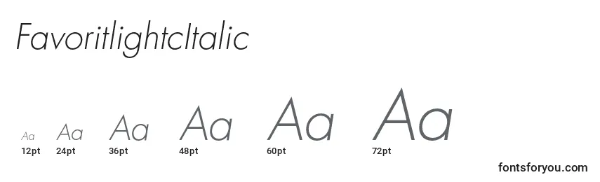 Размеры шрифта FavoritlightcItalic