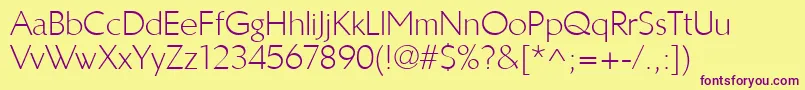LinotypeBreweryLight Font – Purple Fonts on Yellow Background