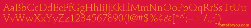 StempelSchneidlerLtLight Font – Orange Fonts on Red Background
