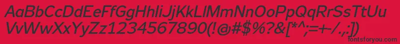 Fonte Zeppelin32Italic – fontes pretas em um fundo vermelho