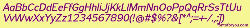 Zeppelin32Italic Font – Purple Fonts on Yellow Background