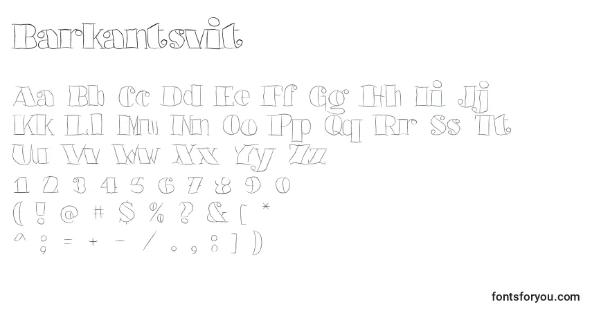 A fonte Barkantsvit – alfabeto, números, caracteres especiais