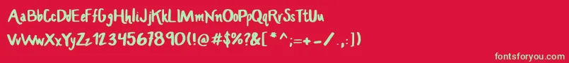 HandcraftedMaddy Font – Green Fonts on Red Background
