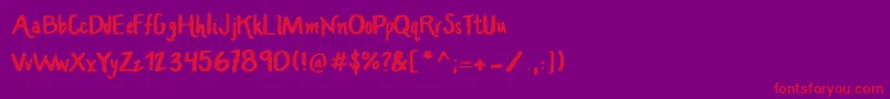 HandcraftedMaddy-Schriftart – Rote Schriften auf violettem Hintergrund