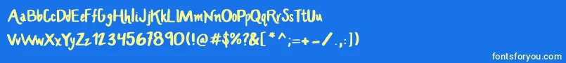 HandcraftedMaddy Font – Yellow Fonts on Blue Background