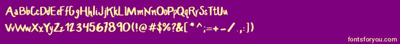 HandcraftedMaddy Font – Yellow Fonts on Purple Background