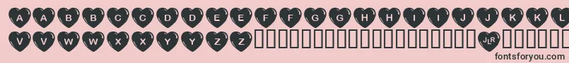 JlrSimpleHearts Font – Black Fonts on Pink Background