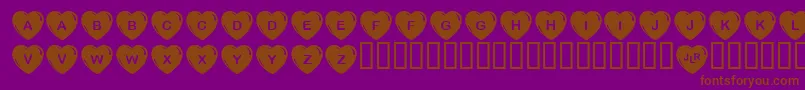 JlrSimpleHearts Font – Brown Fonts on Purple Background