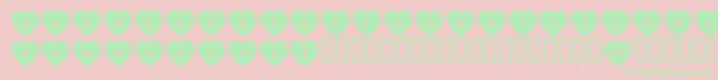 JlrSimpleHearts-Schriftart – Grüne Schriften auf rosa Hintergrund