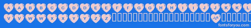 JlrSimpleHearts Font – Pink Fonts on Blue Background