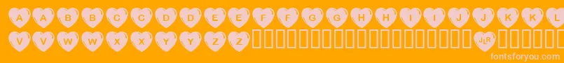 JlrSimpleHearts Font – Pink Fonts on Orange Background