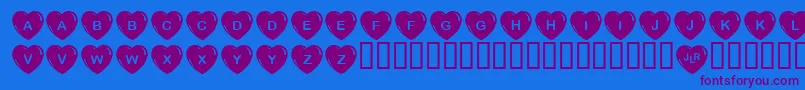 Fonte JlrSimpleHearts – fontes roxas em um fundo azul