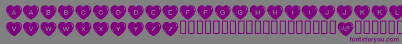 JlrSimpleHearts Font – Purple Fonts on Gray Background