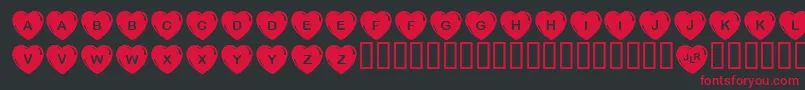 フォントJlrSimpleHearts – 黒い背景に赤い文字