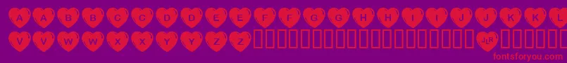 JlrSimpleHearts Font – Red Fonts on Purple Background