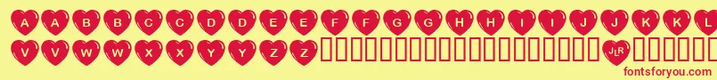 JlrSimpleHearts Font – Red Fonts on Yellow Background