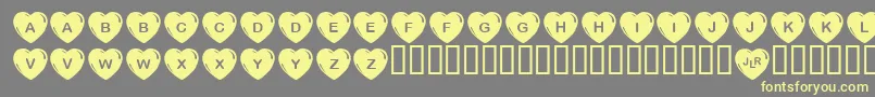 JlrSimpleHearts Font – Yellow Fonts on Gray Background