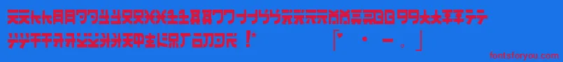 Banzai-Schriftart – Rote Schriften auf blauem Hintergrund