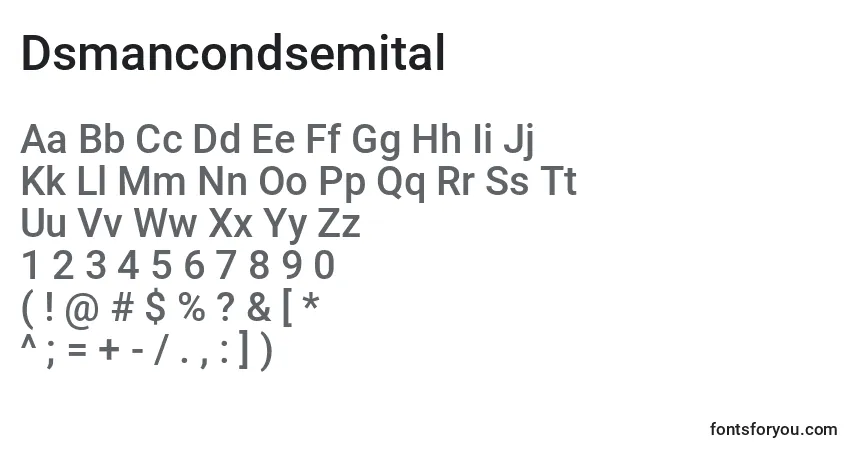 Dsmancondsemital Font – alphabet, numbers, special characters