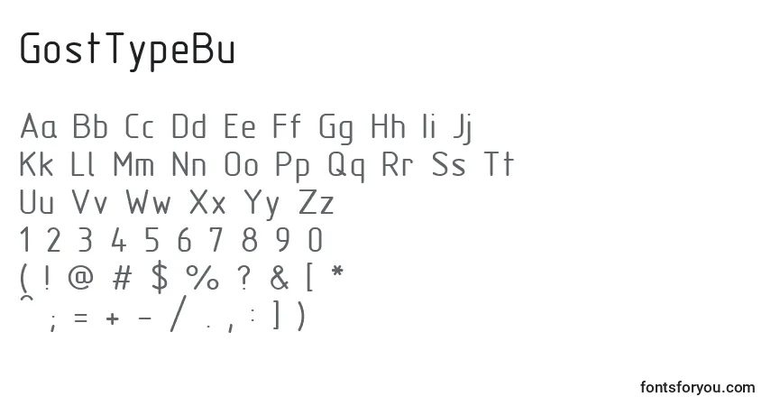 Schriftart GostTypeBu – Alphabet, Zahlen, spezielle Symbole