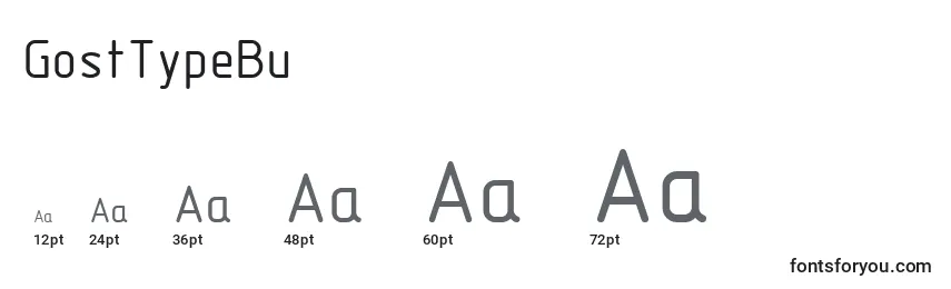 Размеры шрифта GostTypeBu