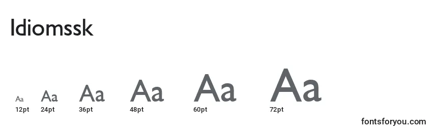 Размеры шрифта Idiomssk