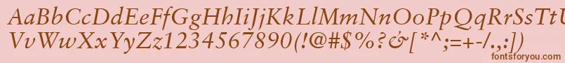 GaramondRetrospectiveSsiItalic Font – Brown Fonts on Pink Background