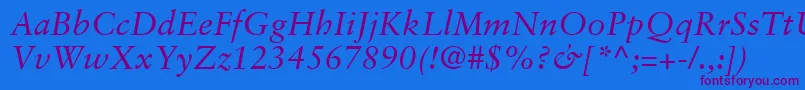 GaramondRetrospectiveSsiItalic Font – Purple Fonts on Blue Background