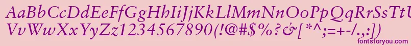 GaramondRetrospectiveSsiItalic Font – Purple Fonts on Pink Background