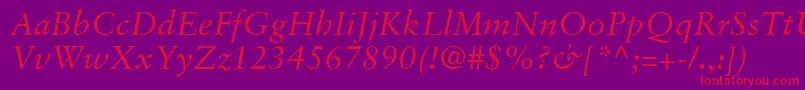 GaramondRetrospectiveSsiItalic Font – Red Fonts on Purple Background