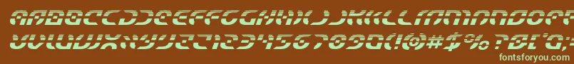 フォントStarfighterhalfital – 緑色の文字が茶色の背景にあります。