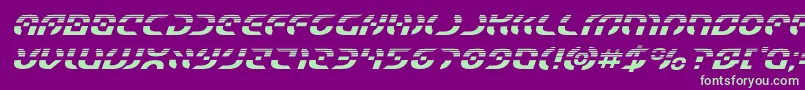 Starfighterhalfital-Schriftart – Grüne Schriften auf violettem Hintergrund