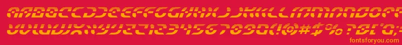 フォントStarfighterhalfital – 赤い背景にオレンジの文字