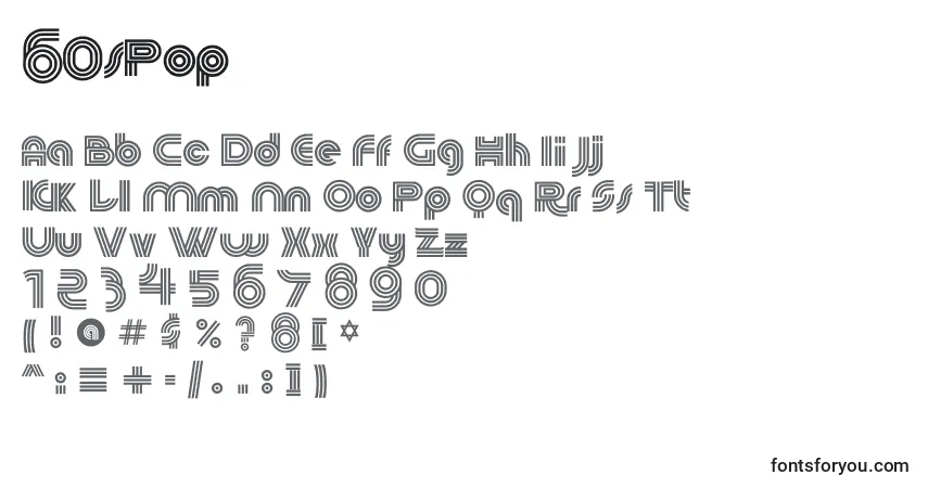 Czcionka 60sPop – alfabet, cyfry, specjalne znaki