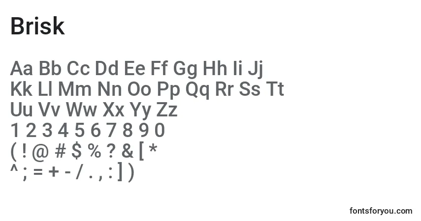 Fuente Brisk - alfabeto, números, caracteres especiales