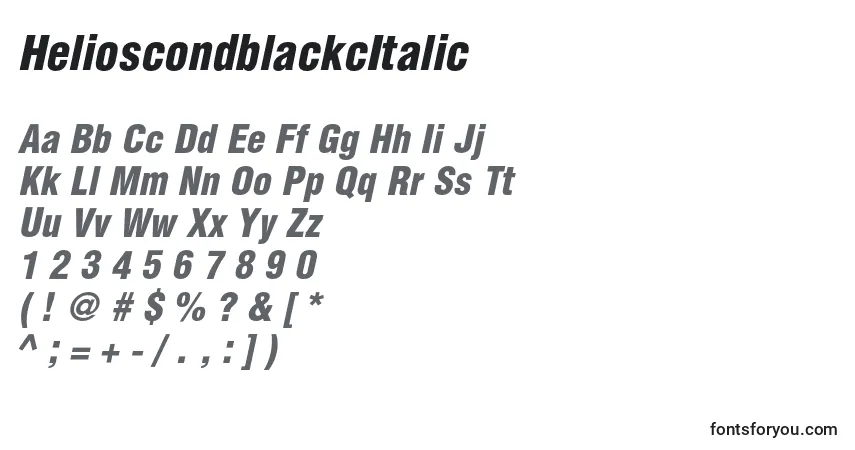 Шрифт HelioscondblackcItalic – алфавит, цифры, специальные символы