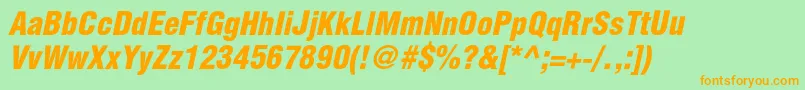 HelioscondblackcItalic Font – Orange Fonts on Green Background