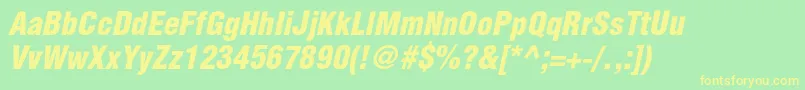 HelioscondblackcItalic Font – Yellow Fonts on Green Background