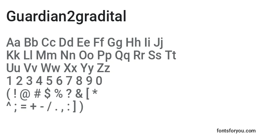 Schriftart Guardian2gradital – Alphabet, Zahlen, spezielle Symbole