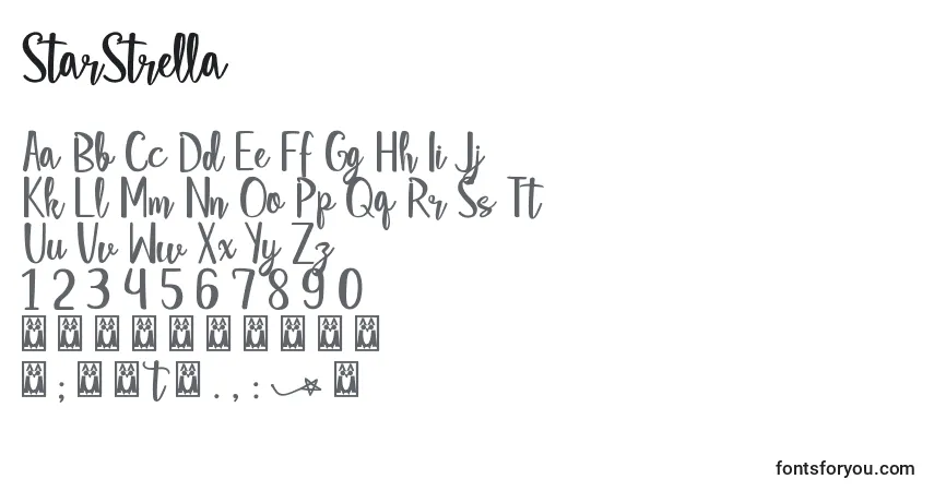 Schriftart StarStrella – Alphabet, Zahlen, spezielle Symbole