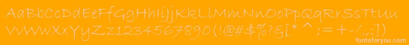 BradleyHandItc-fontti – vaaleanpunaiset fontit oranssilla taustalla