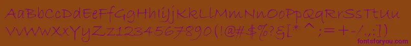 BradleyHandItc Font – Purple Fonts on Brown Background