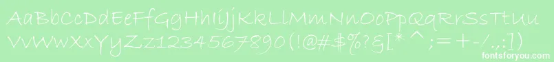 フォントBradleyHandItc – 緑の背景に白い文字