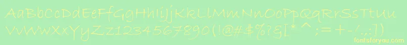 BradleyHandItc Font – Yellow Fonts on Green Background
