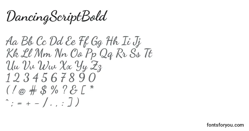 DancingScriptBold-fontti – aakkoset, numerot, erikoismerkit