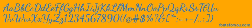 Police DancingScriptBold – polices bleues sur fond orange