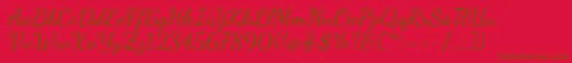 DancingScriptBold Font – Brown Fonts on Red Background