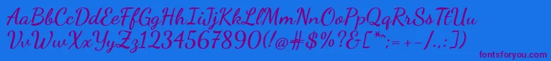 DancingScriptBold Font – Purple Fonts on Blue Background